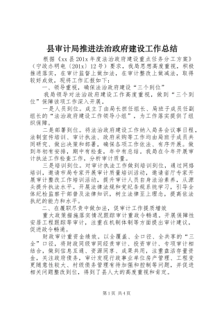 县审计局推进法治政府建设工作总结