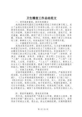 卫生稽查工作总结范文