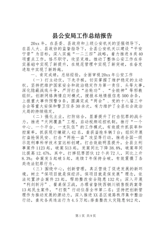 县公安局工作总结报告