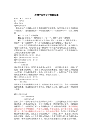 房地产公司具体会计科目