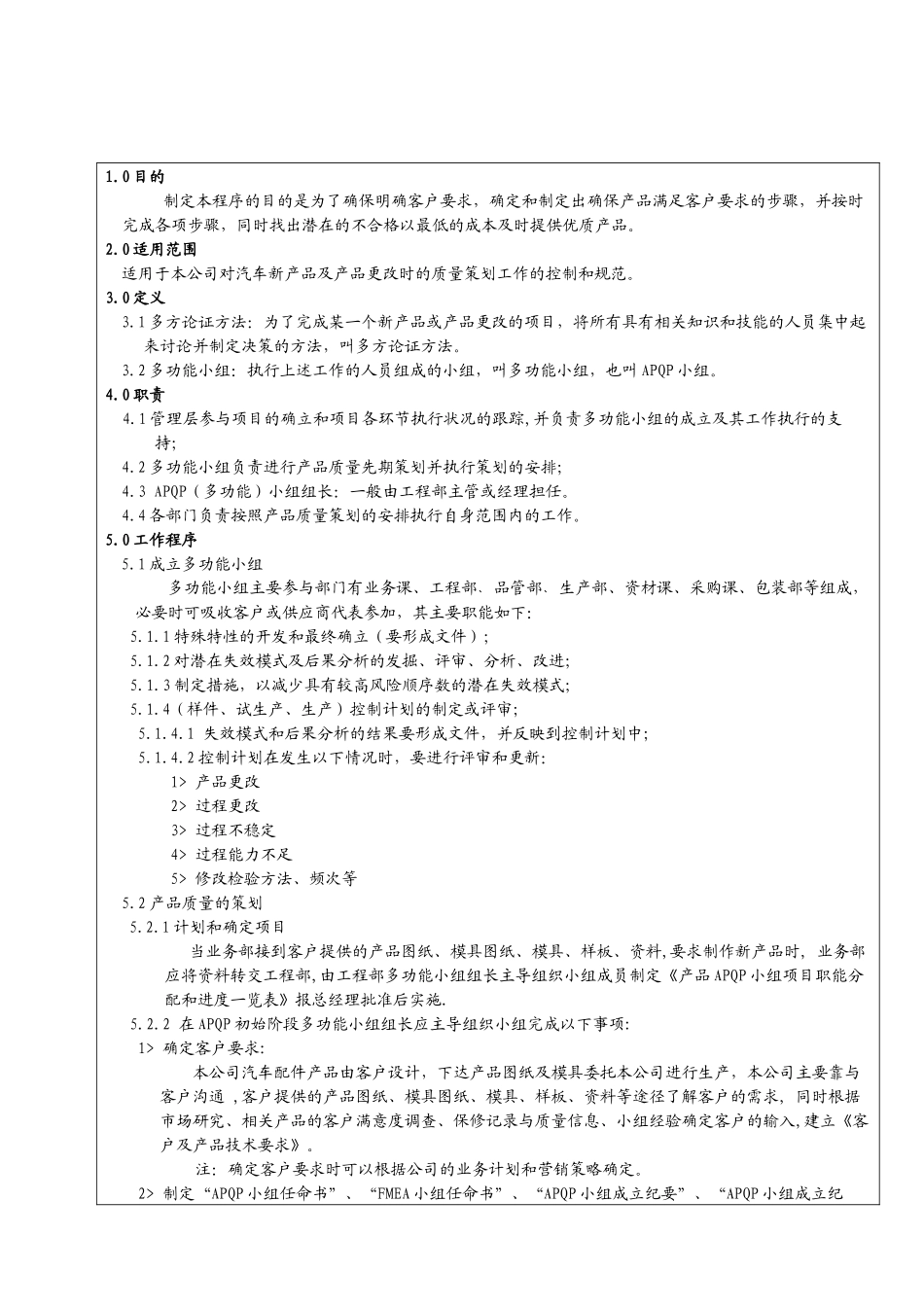 APQP产品质量先期策划控制程序doc_第2页