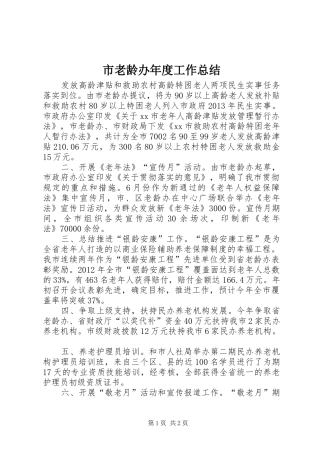 市老龄办年度工作总结