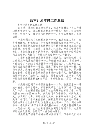 县审计局年终工作总结