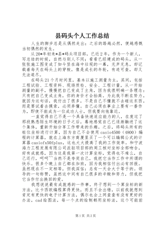 县码头个人工作总结