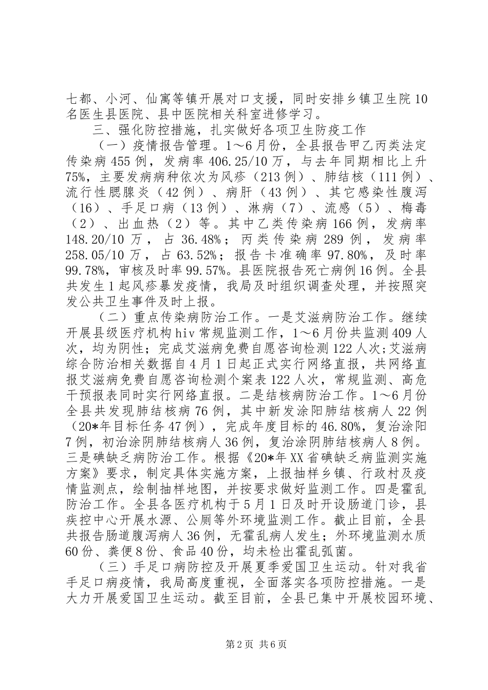 卫生局上半年的工作报告总结（县）_第2页