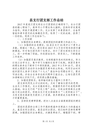 县支行团支部工作总结