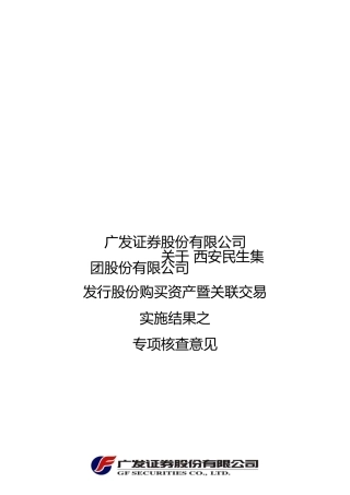 关于西安民生集团发行股份购买资产专项核查