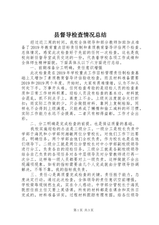 县督导检查情况总结