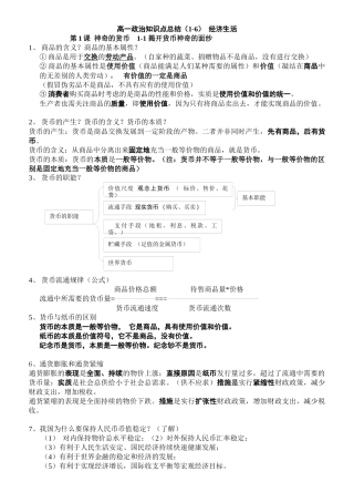 高一经济生活知识点总结(1-6)