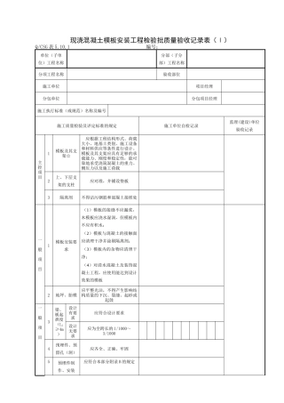 K10施工质量验收表格砼结构工程 Microsoft Word 文档