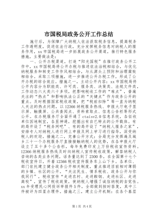 市国税局政务公开工作总结