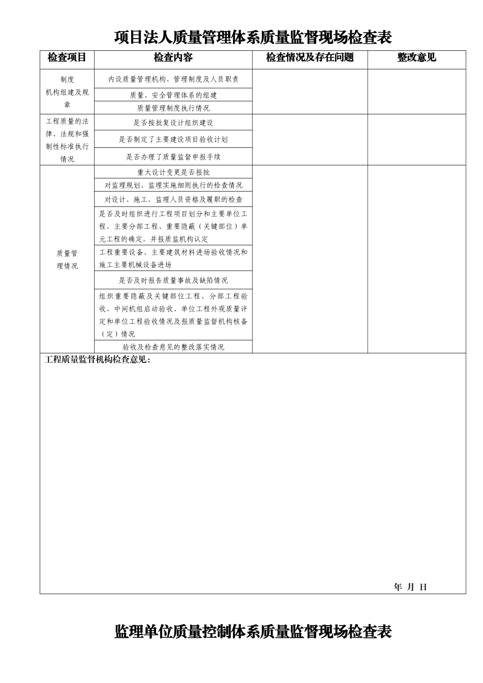 附件2湖北省水利水电工程质量监督现场检查表doc-关于进_第2页