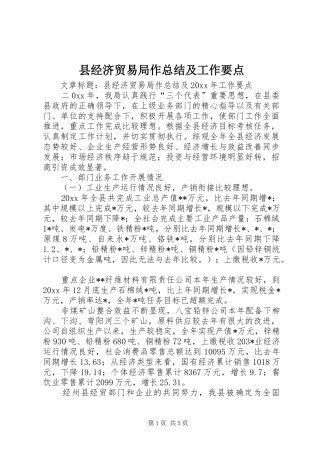 县经济贸易局作总结及工作要点