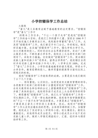 小学控辍保学工作总结