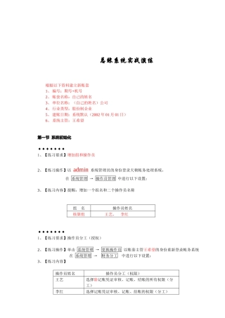 财务会计之总账系统实战演练