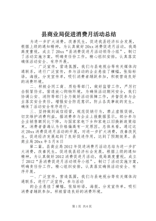 县商业局促进消费月活动总结