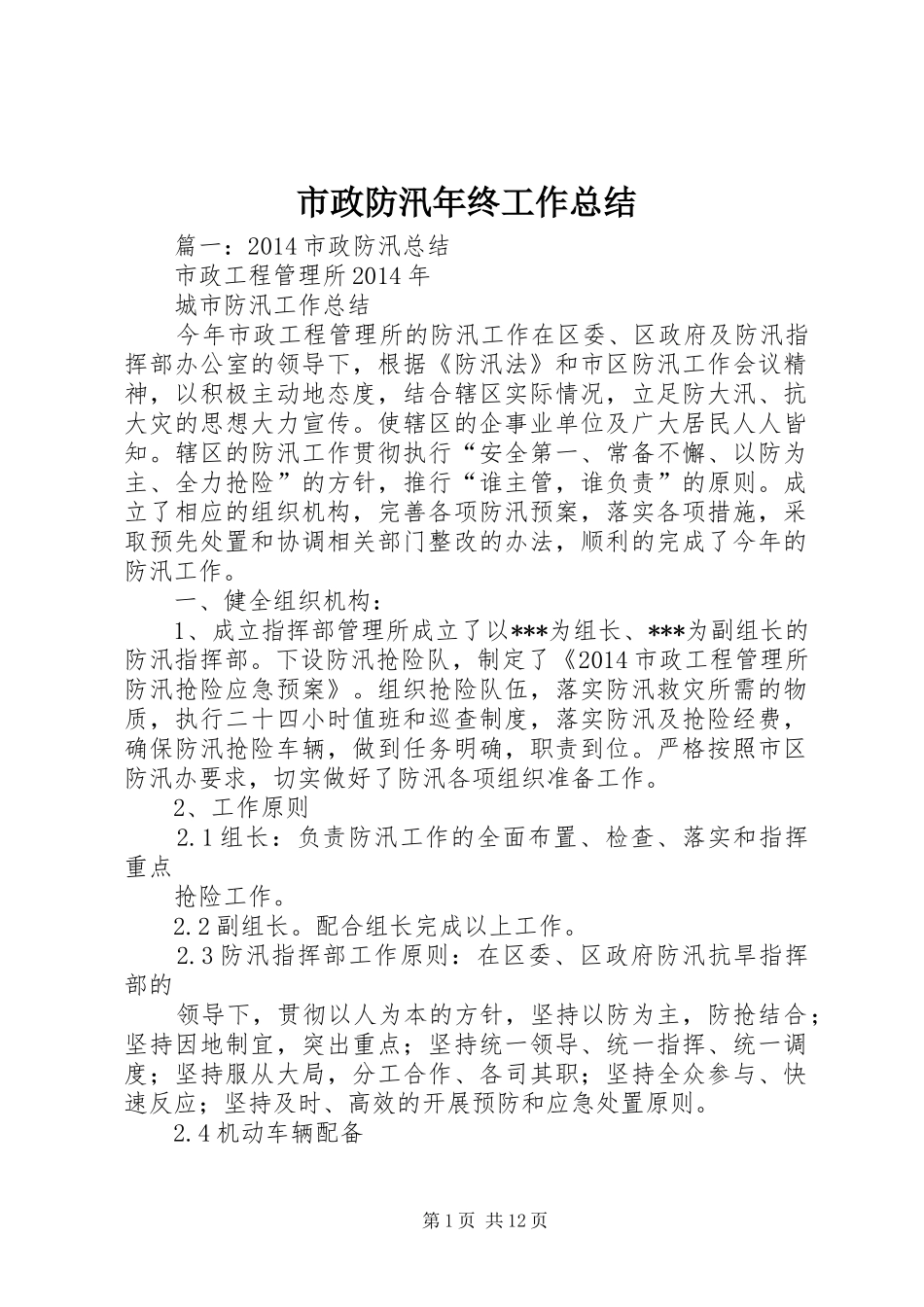市政防汛年终工作总结_第1页