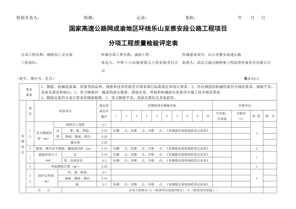 工程质量检验评定表(桥、涵)_第2页