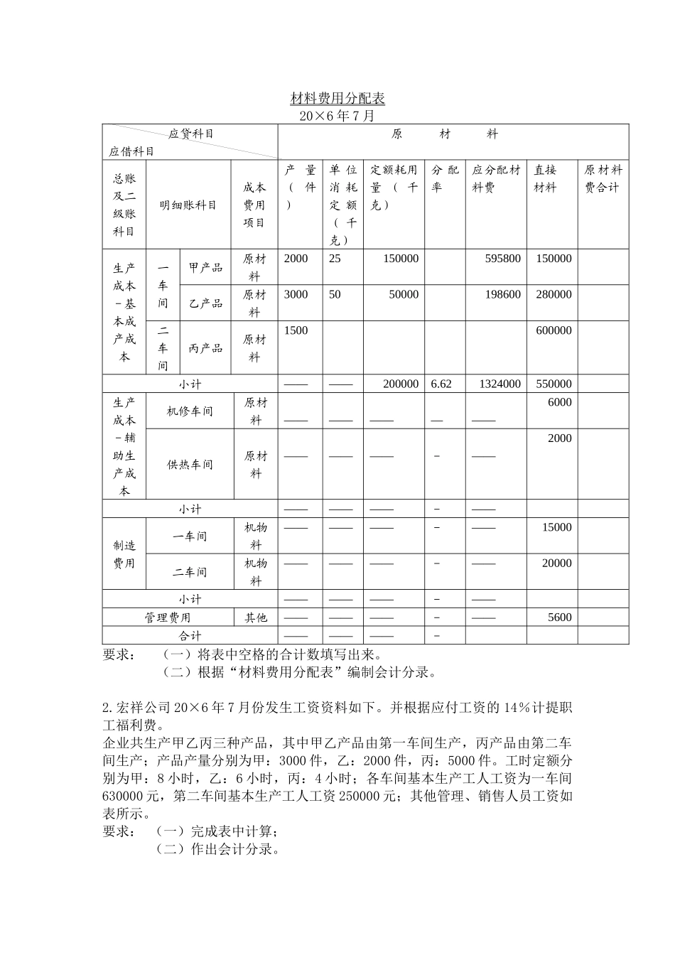 成本会计习题_第2页