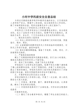 小河中学汛前安全自查总结