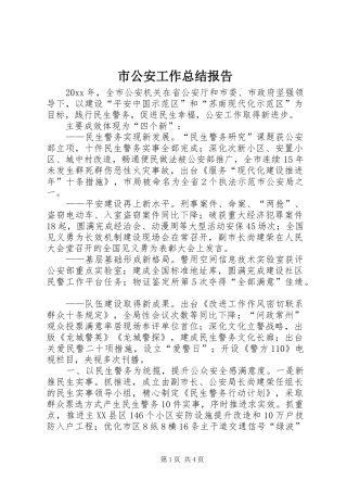 市公安工作总结报告