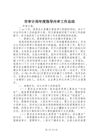 市审计局年度指导内审工作总结
