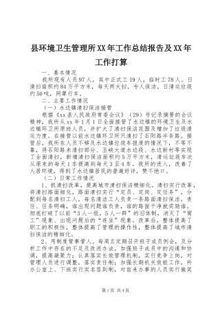 县环境卫生管理所XX年工作总结报告及XX年工作打算