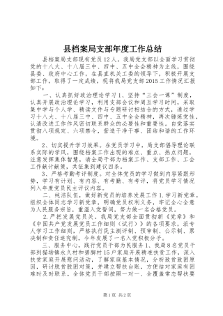 县档案局支部年度工作总结