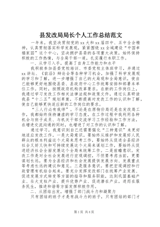 县发改局局长个人工作总结范文