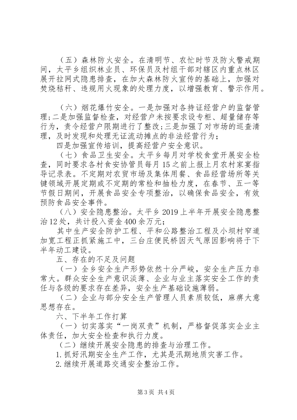 太平乡上半年安全生产工作总结_第3页