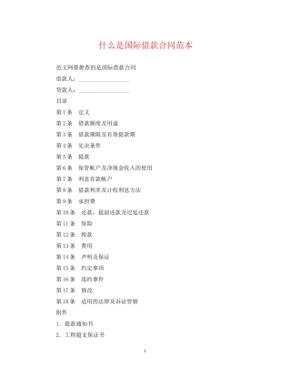 什么是国际借款合同范本