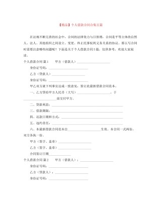 个人借款合同合集五篇