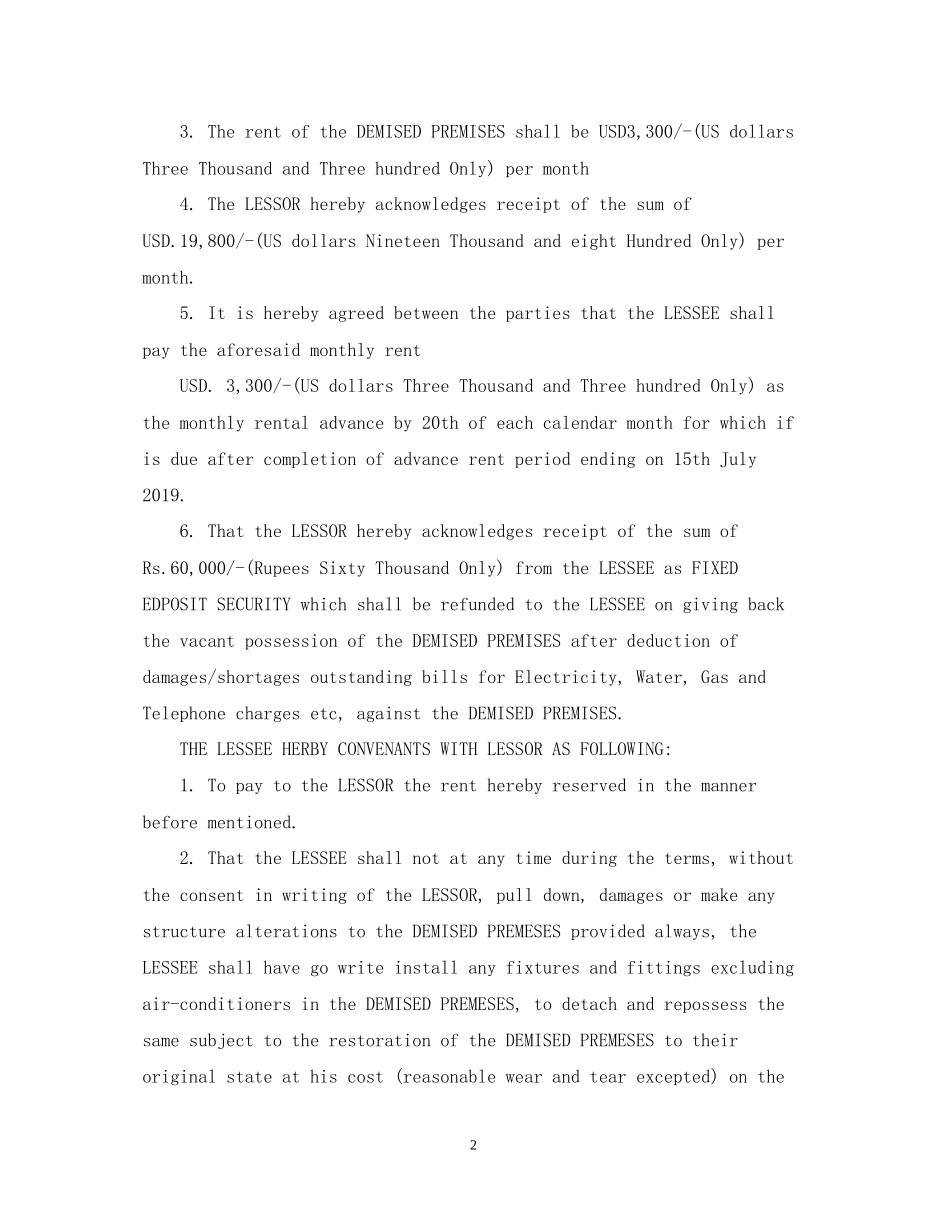 房屋租赁合同范本（英文版）_第2页