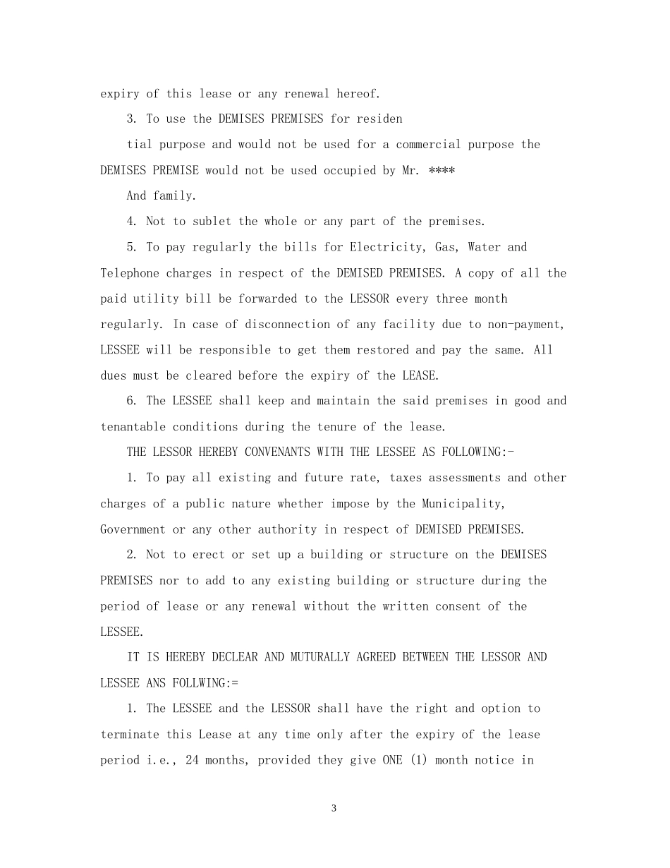 房屋租赁合同范本（英文版）_第3页