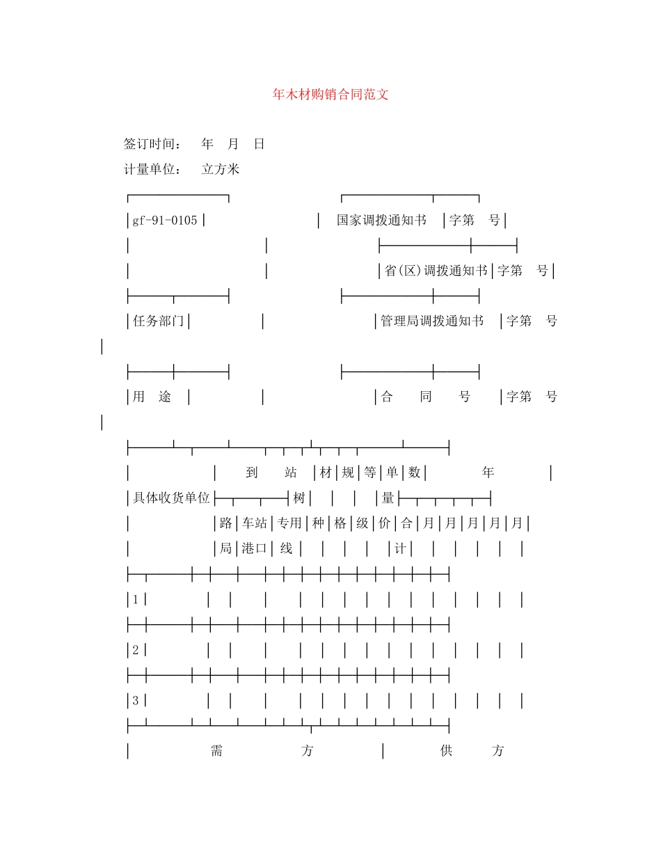 年木材购销合同范文_第1页
