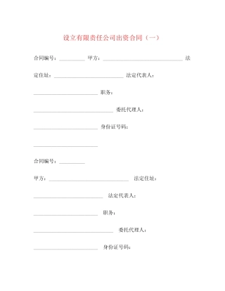 设立有限责任公司出资合同（一）