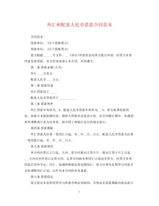外汇和配套人民币借款合同范本