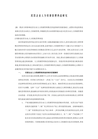 民营企业人力资源管理研究