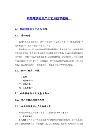 聚酯薄膜的生产工艺及技术进展