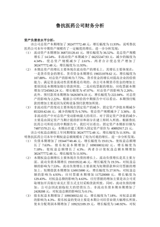 鲁抗医药公司财务分析