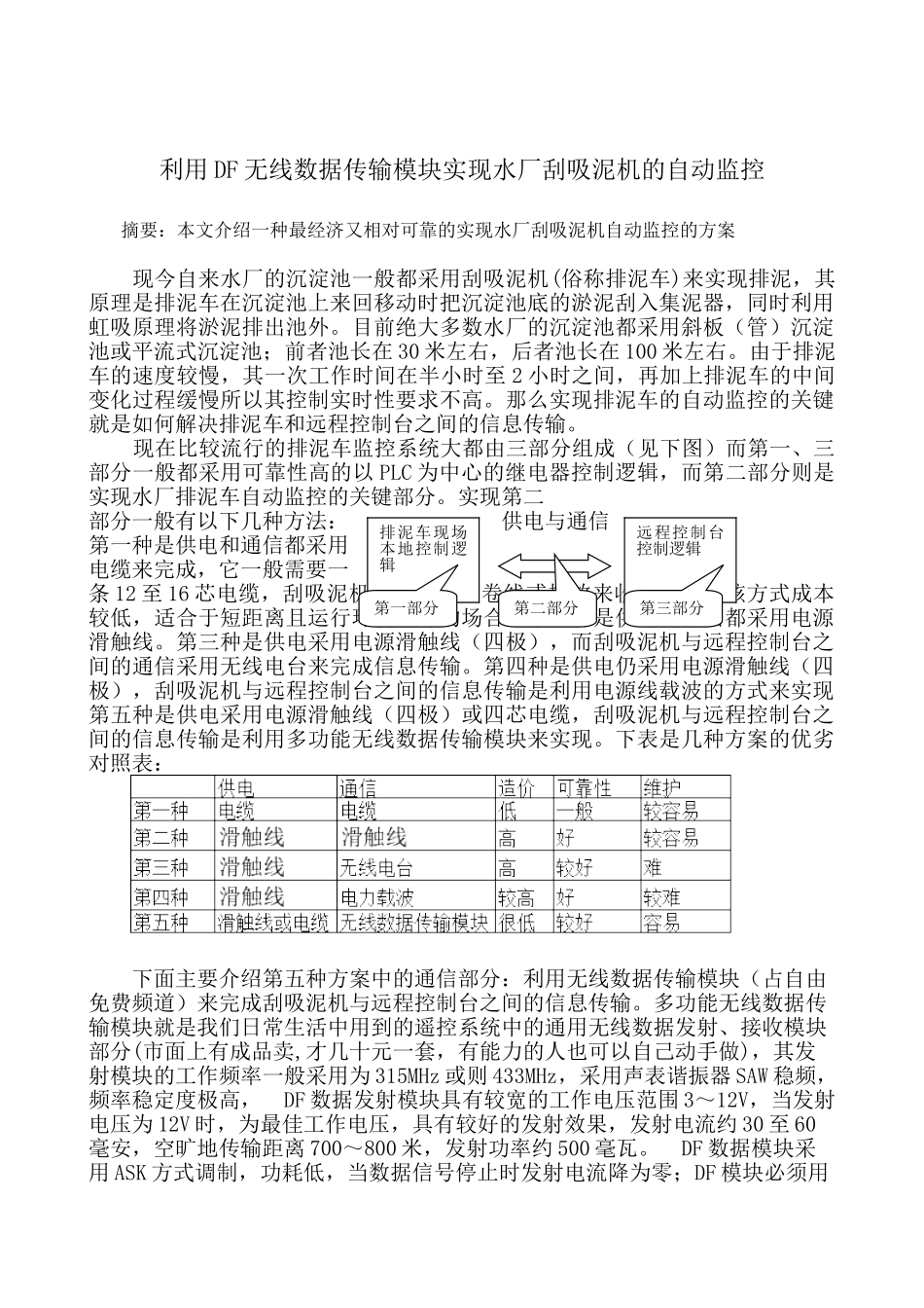 利用DF无线数据传输模块实现水厂刮吸泥机的自动监控_第1页