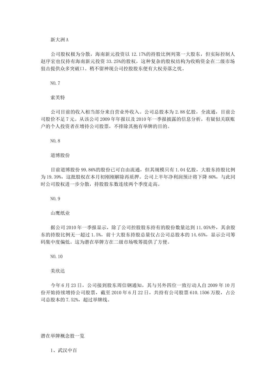 举牌概念10大最具投资价值股_第2页