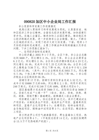 090820加区中小企业局工作汇报