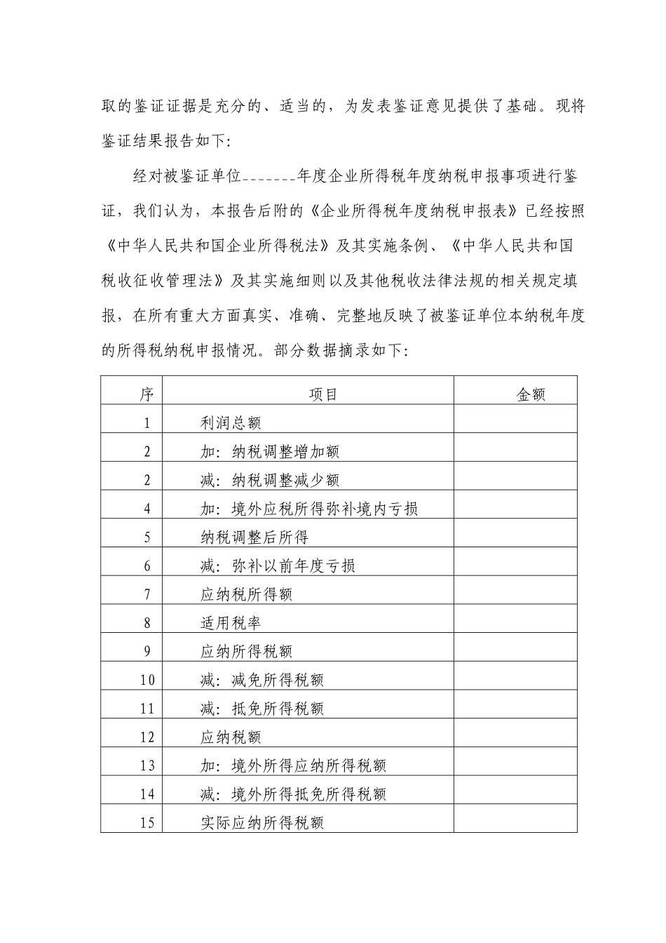 企业所得税鉴证报告及说明模板_第2页