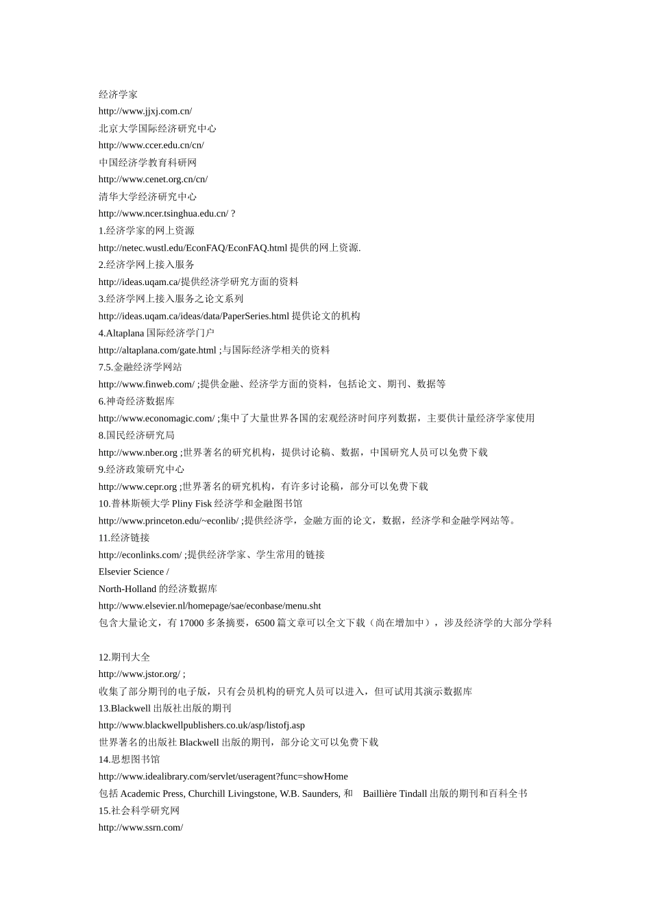 经济学网址大全_第1页