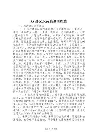 XX县区水污染调研报告