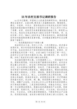 XX年农村支部书记调研报告