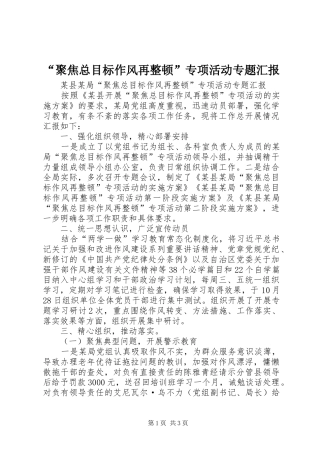 “聚焦总目标作风再整顿”专项活动专题汇报