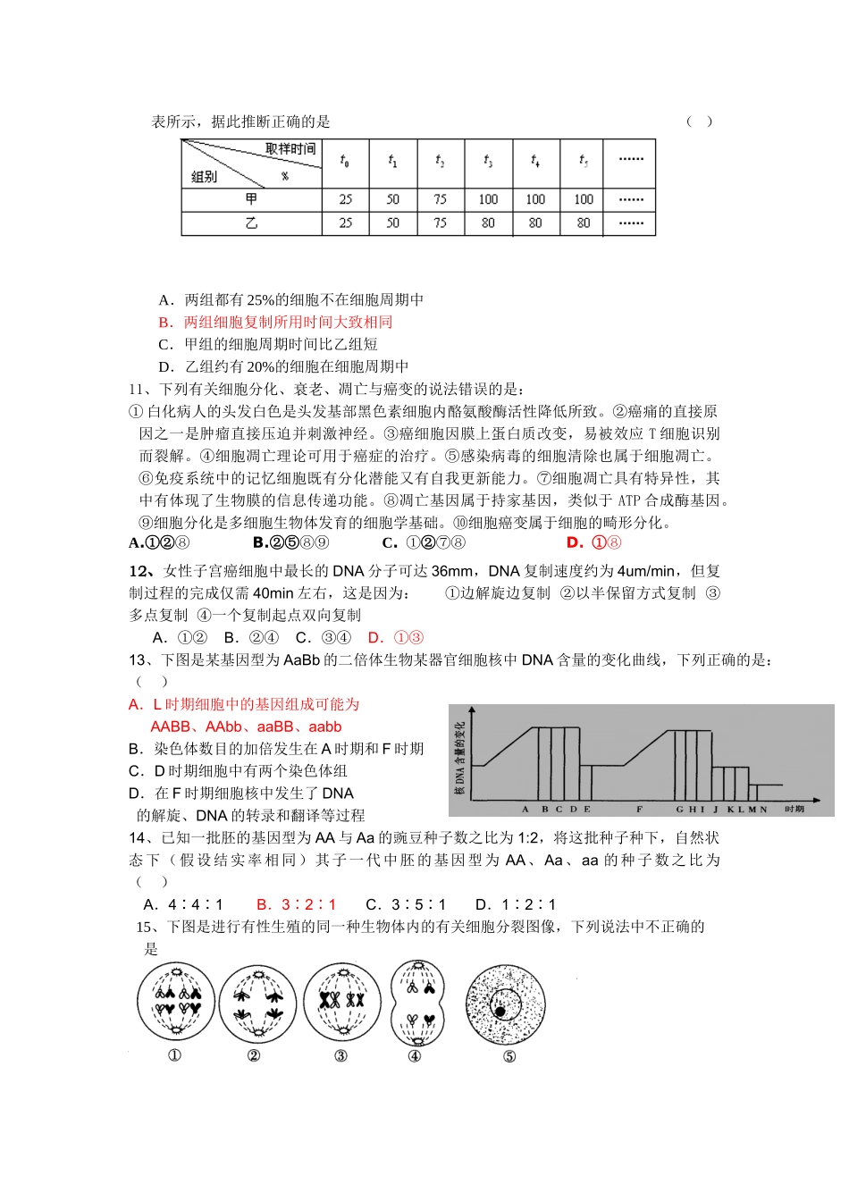 鄱阳一中2011届高三生物月考A卷_第3页