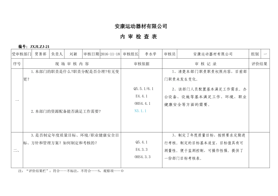 内审检查表(草稿)_第1页